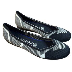 Rothys Women's Black & White Striped Round Toe Flats Size 7